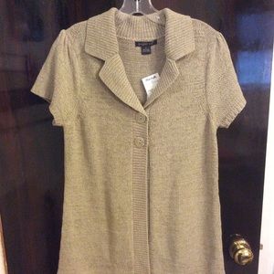 NWT August Silk Tan Shortsleeved Cardigan